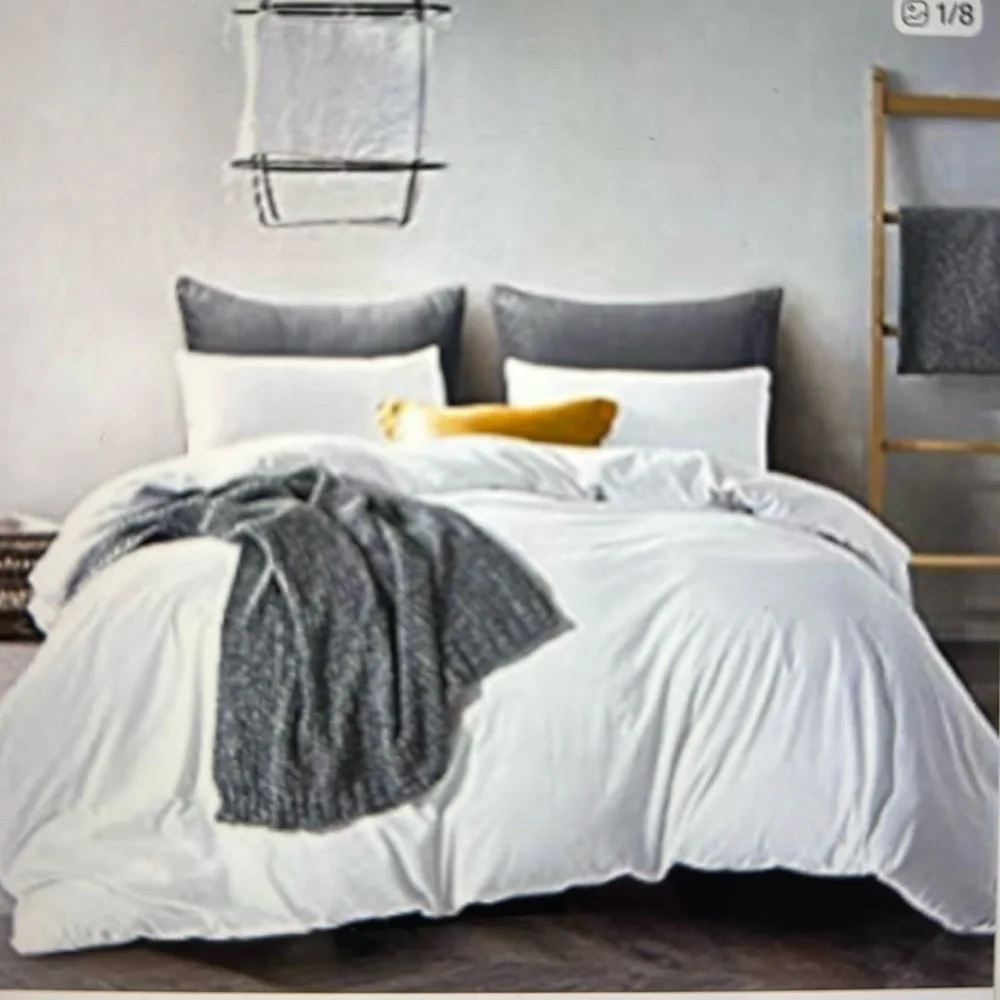 ATsense duvet cover Set CA king white NEW washed cotton 96’X104’ Hotel Style